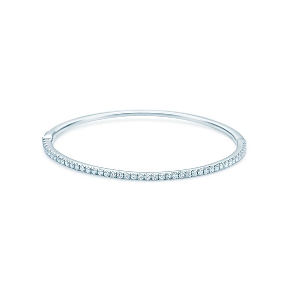 Tiffany & Co Hinged Bangle,18k White Gold and Diamonds, with presentation Boxes - Picture 2 of 8
